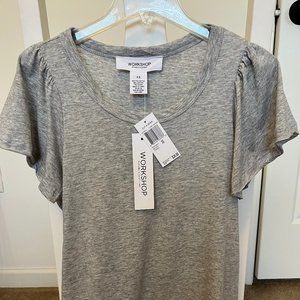 Light Grey Heather Cut & Sewn Flutter Sleeve Tee